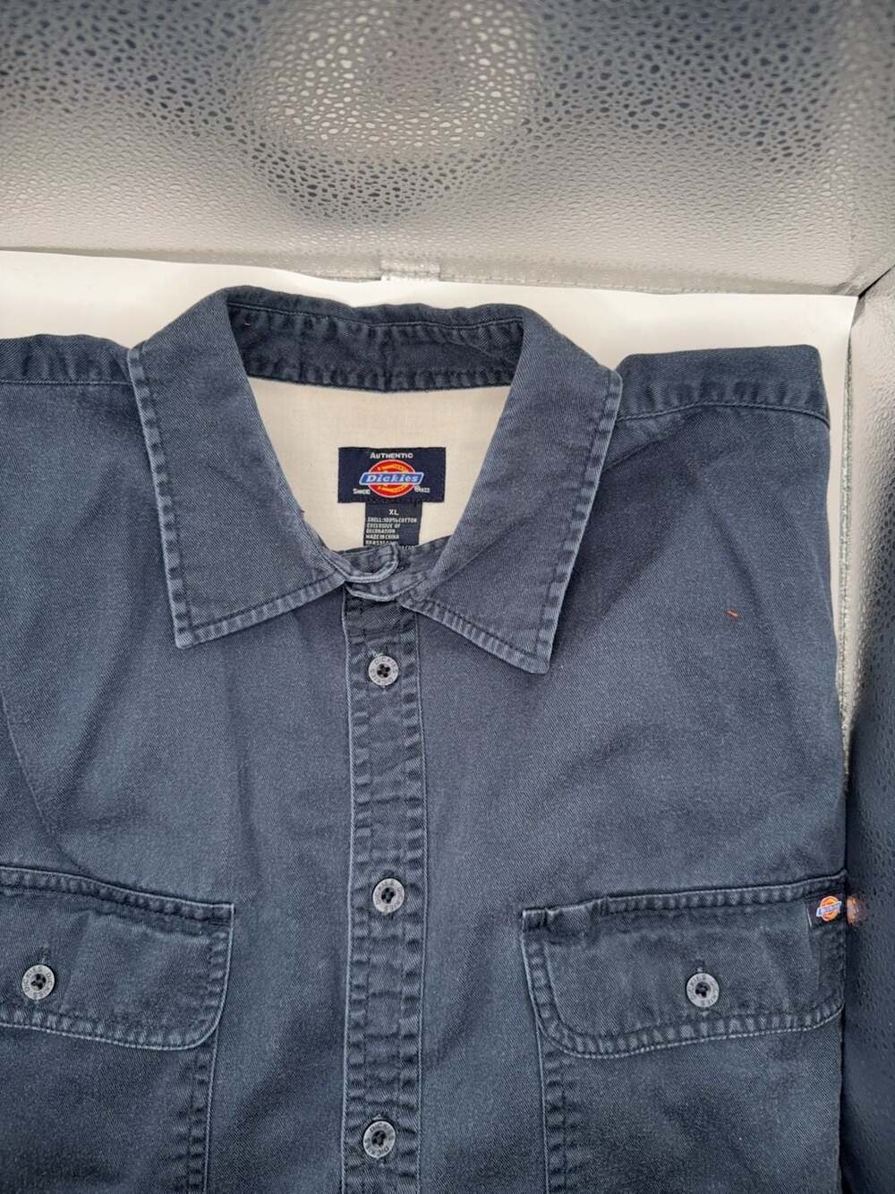 Dickies Men's XL Short Sleeve Button Down Work Shirt Navy